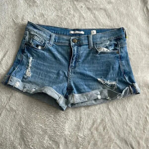 SP BLACK LABEL Distressed light blue Mid Rise shorts. Size Small